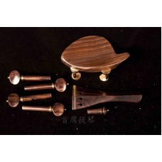 印度 金飾 玫瑰木 實木 小提琴配件組 弦栓 腮托 配件組 (可代為更換 ) 