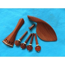 紅木鑲線圈 荷葉弦栓設計 實木 小提琴配件組 弦栓 腮托 配件組 (可代為更換 ) 